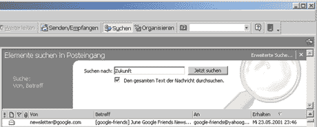 Screenshot Mailsuche Outlook